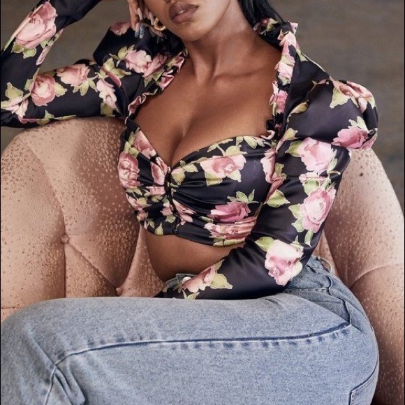 House of CB Rose Print Crop Top (Marcellina Top) - Picture 5 of 5